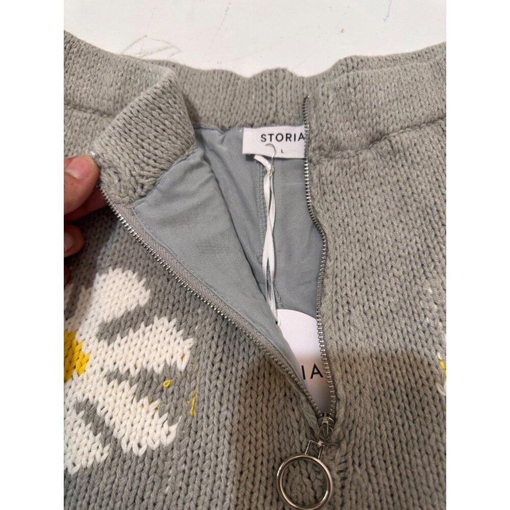 Storia Floral Knitted Shorts Women Large Gray High Rise Lined Boho Daisy floral - Picture 15 of 16